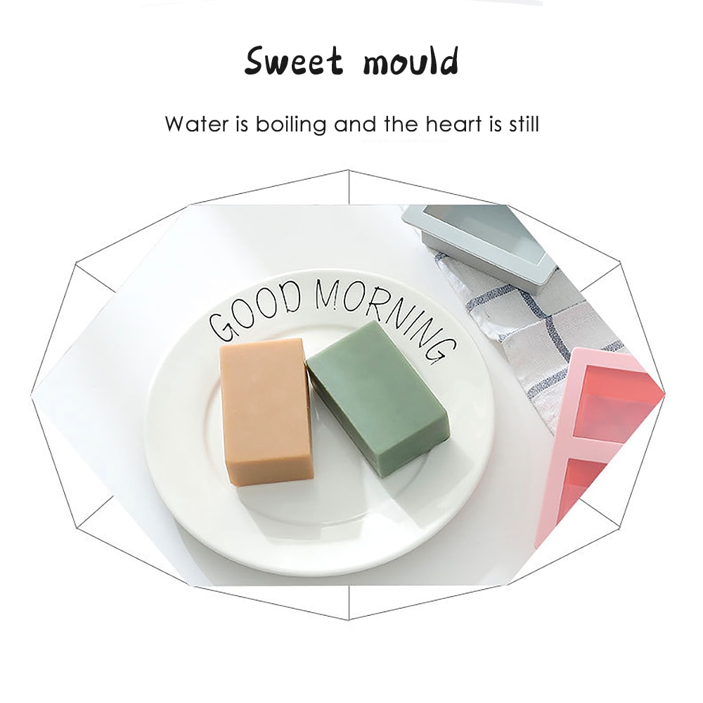 2 Cavity Silicone Mold for Making Soaps 3D Plain Soap Mold Art Craft Rectangle DIY Handmade Soap Form Tray Mould Baking Tools