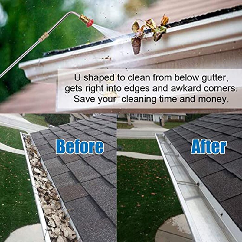 Gutter Cleaner for Pressure Washer, Replacement Extension Wand and Gutter Attachment, 1/4 Inch Quick Connect, 8.5-Feet