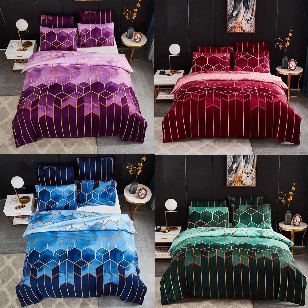 Geometrische Plaid Dekbedovertrek Nordic King Size Beddengoed Kits Dubbele Koningin Dekbedovertrekken Kussensloop Zonder Laken 220*240Cm