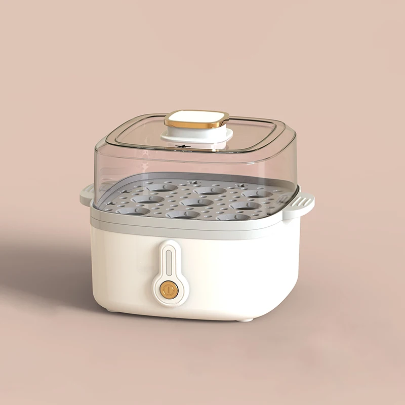 mini parowar Elektryczny garnek parowy Gotowanie na parze Domowy dwuwarstwowy przezroczysty pierogły spożywcze Podgrzewacz robić patelni domowej Multicooker: BIAŁY