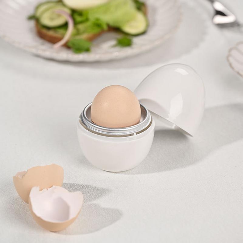 Æggedamper praktisk 4 æg kapacitet æggeformet enkel hvid mikrobølgeovn æggekoger til morgenmad mikrobølgeovn æggekoger