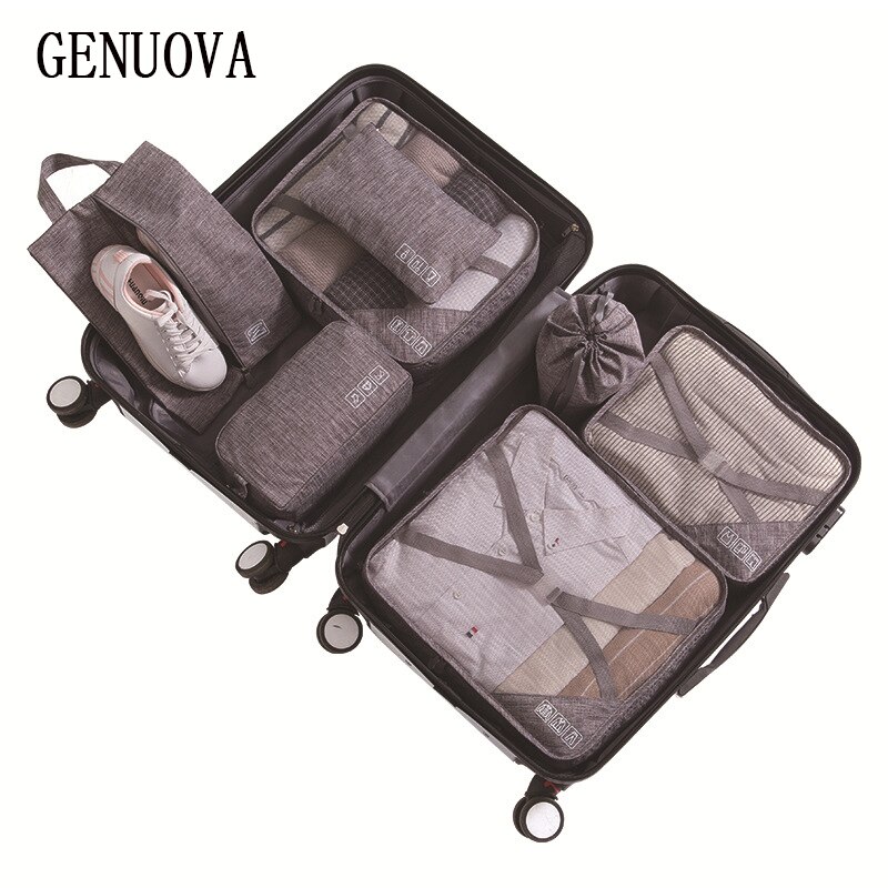 Sac de voyage pliable pour costume, organisateur de bagages 7 pièces, sac de voyage, valise de tri de vêtements, sacs manchettes cubes,