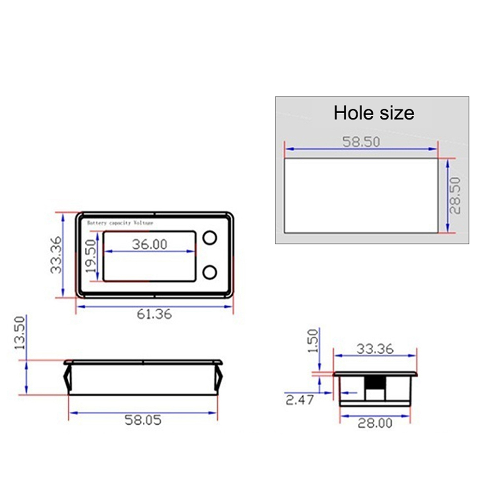 Taidacent 8-100V Waterdichte Dc Batterij Monitor Elektrische Auto Meter Volt Gauge Lithium Lood-Zuur Accu voltage Tester