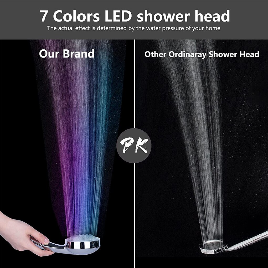 7 Kleur Handdouche Overhandigen Led Douchekop Met Romantische Automatische Led Verlichting Voor Badkamer Hotel Douchekop