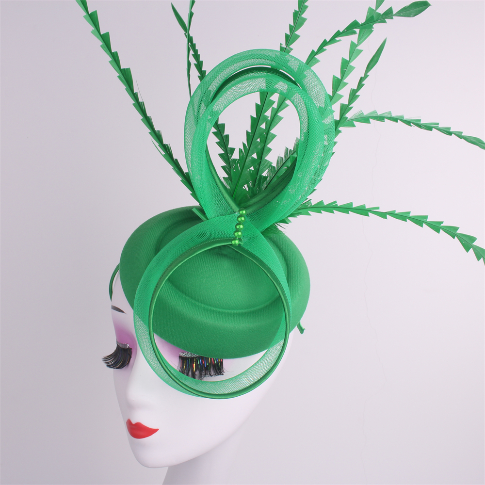 Kentucky Party Pillbox Cap Bruiloft Vrouwen Kerk Tovenaar Veren Hoed Elegante Dames Bruiloft Hoofddeksel Evenement Nigh Thee Chapeau: green