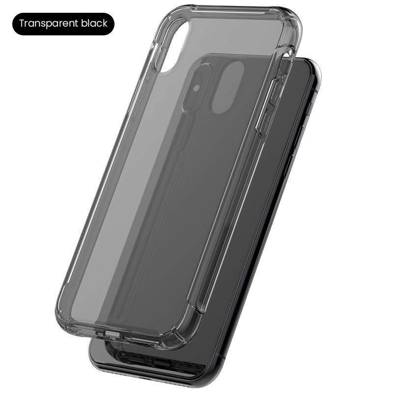 De lujo a prueba de golpes a prueba de silicona transparente funda para iPhone x XR XS 11 pro Max Coque iPhone 8 7 6S 6 Plus cubierta de protección: For iPhone XS MAX / FS Transparent Black