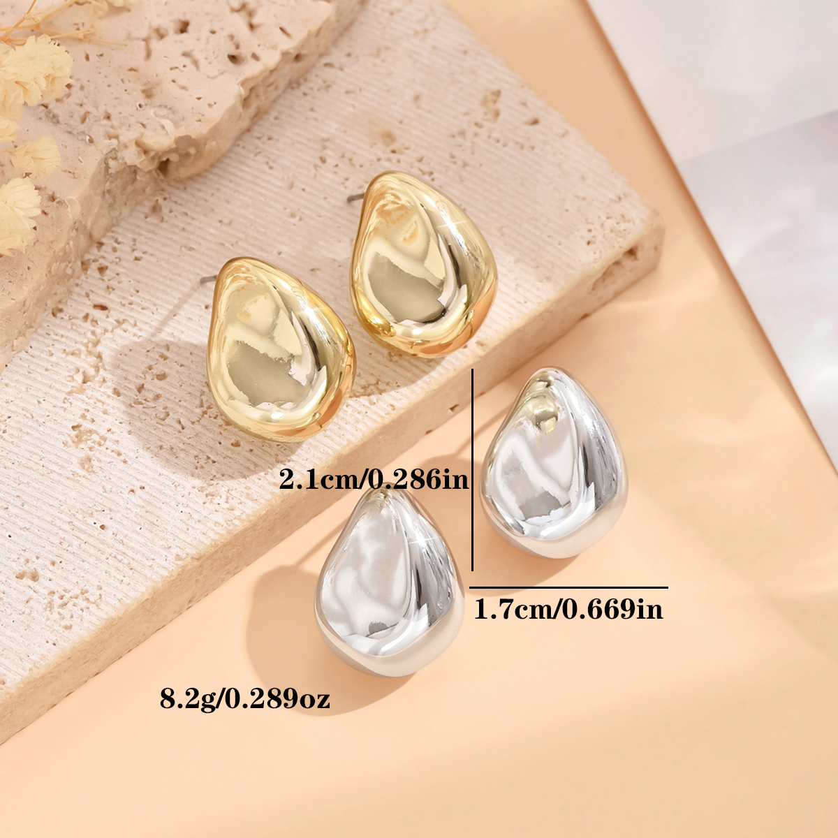 Pendientes geométricos irregulares de Color metálico para mujer, aretes con personalidad de estilo minimalista, de joyería 2024