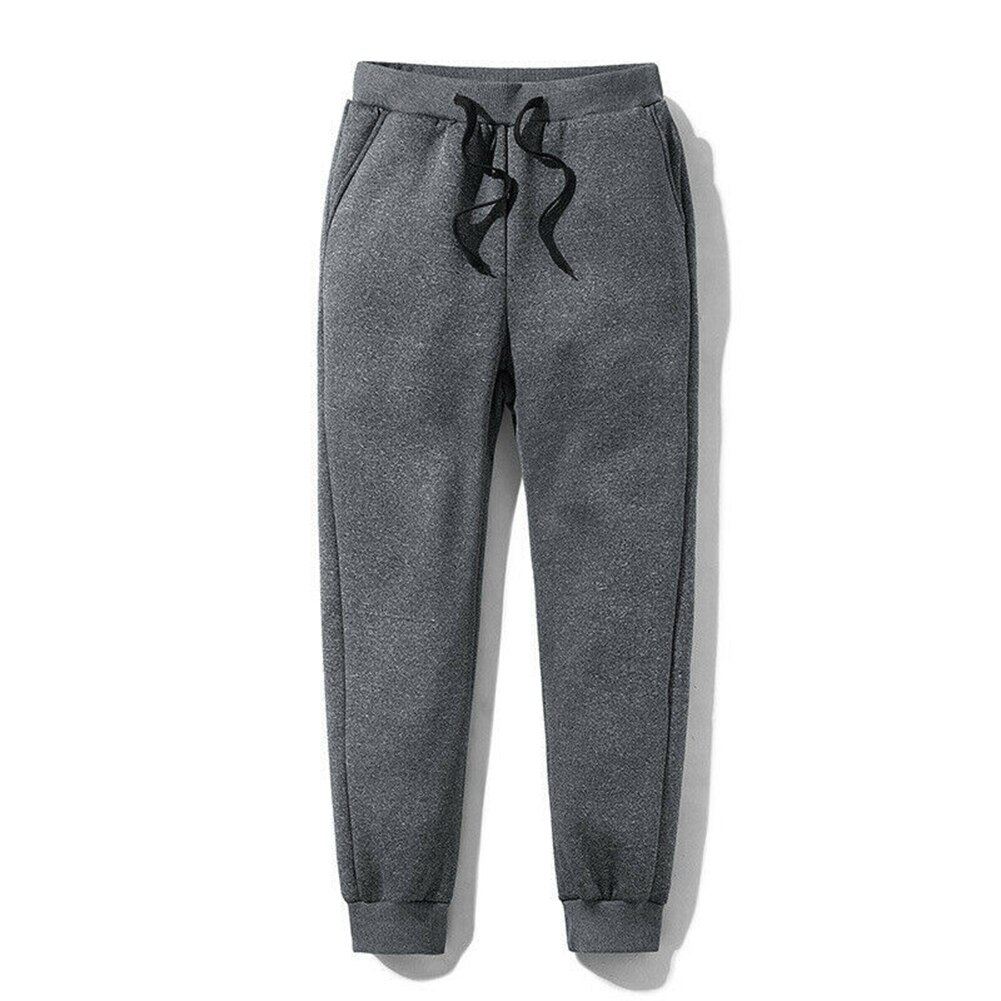 Mannen Dikke Fleece Thermiek Broek Outdoor Winter Warm Casual Broek Joggers Sport ASD88: Grijs / XXL