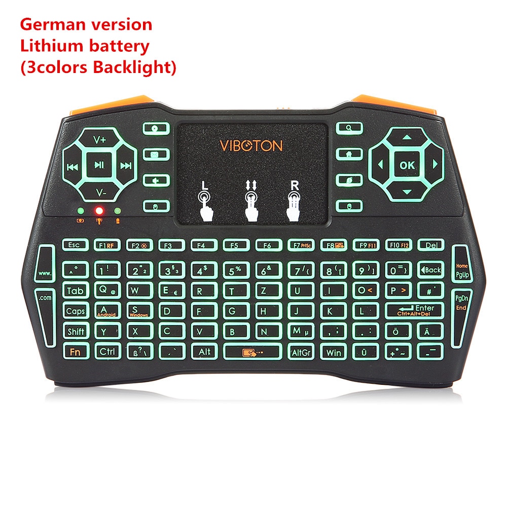 I8 Plus Android TV BOX Keyboard 2.4GHz Wireless Mini Wireless Keyboard, Touch pad Mouse Intelligent Game Backlight Keyboard: 3C Backlit  German