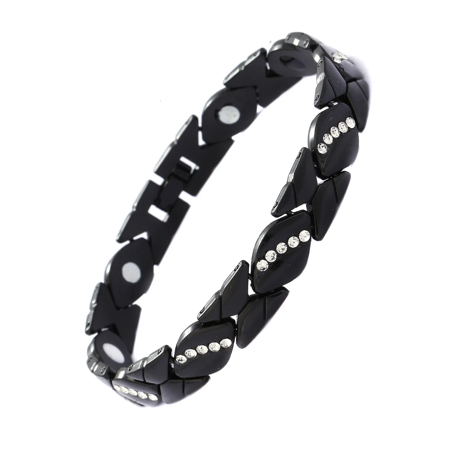 Magnetic Therapy Arthritis Pain Relief Bracelets for Women Magnetic Steel Titanium Health Bracelet with Crystal Jewelry: dark green