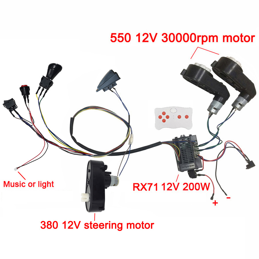 Coche eléctrico para niños, accesorios DIY, cables y caja de cambios, coche de juguete hecho a sí mismo, juego completo de piezas para coche eléctrico, paseo para niños