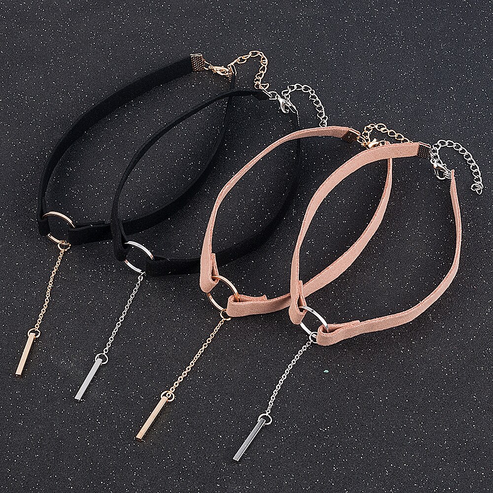 8 Stijl Riem Punk Mode Lederen Choker Ketting Goud Kleur Geometrie Met Ronde Hanger Kraag Ketting Voor Vrouwen Meisjes