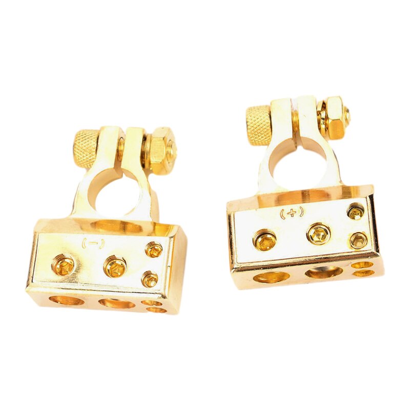 1 Paar Metaallegering Auto Batterij Connector Terminal Klem Positieve Negatieve Auto Vrachtwagen Auto Auto Parts Batterij Terminals: Goud