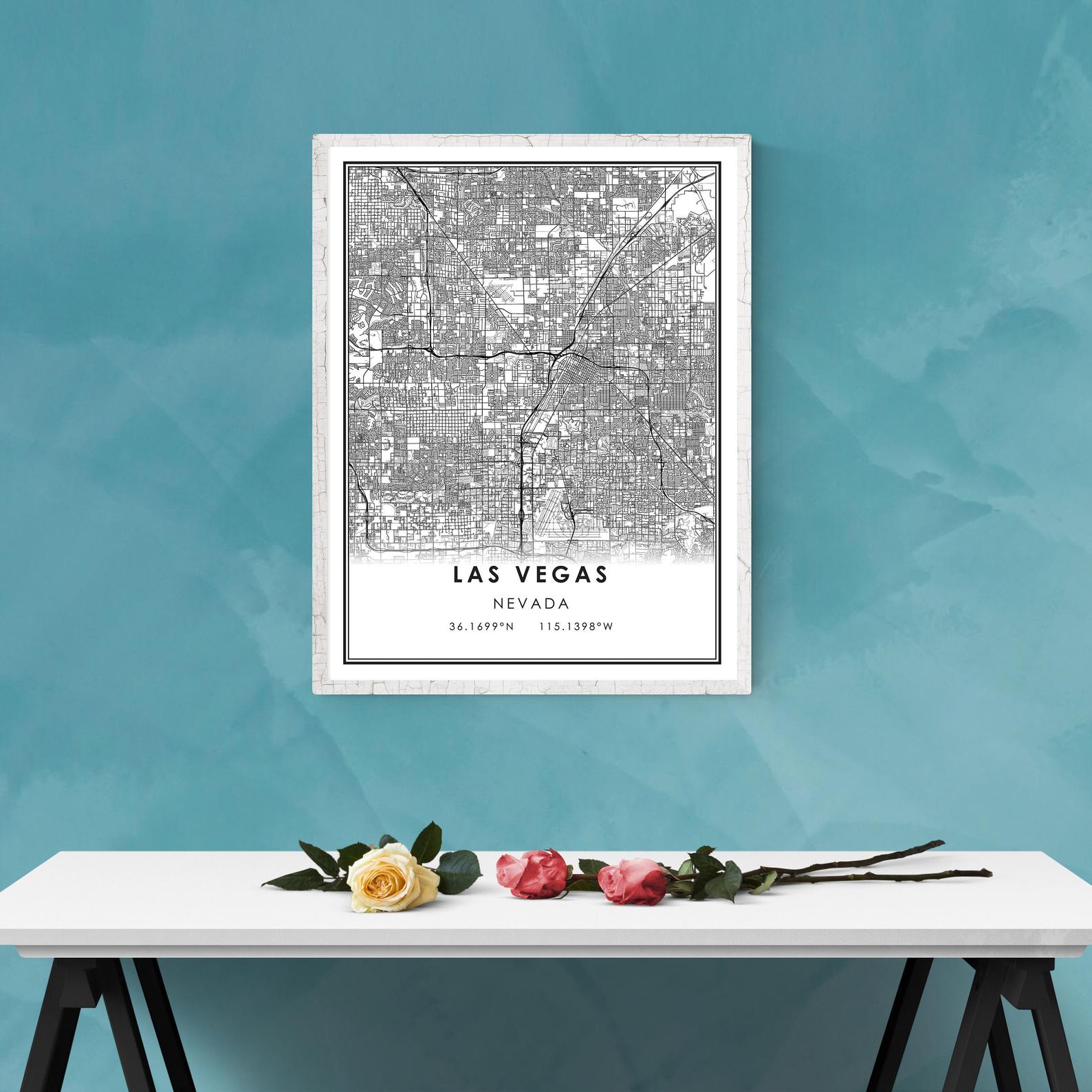 Las Vegas map print poster canvas | Las Vegas city map print poster canvas