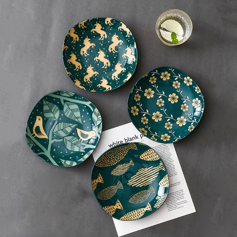 Os chine ustensiles de cuisine porcelaine carré assiette creuse assiette boulette nordique sous-glaçure ménage ustensiles de cuisine porcelaine