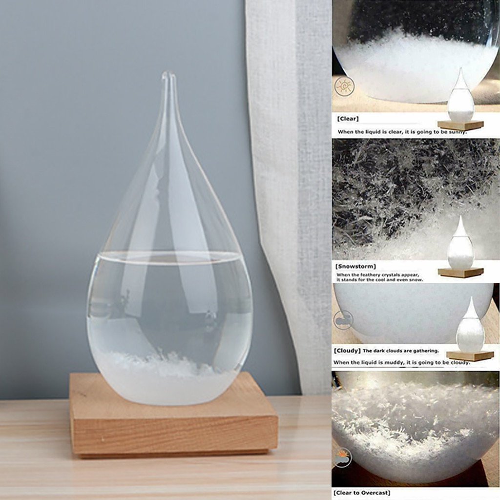 4# Transparent Droplet Storm Glass Water Weather Storm Forecast Predictor Crystal Bottle Water Shape Glass Home Decor: Default Title