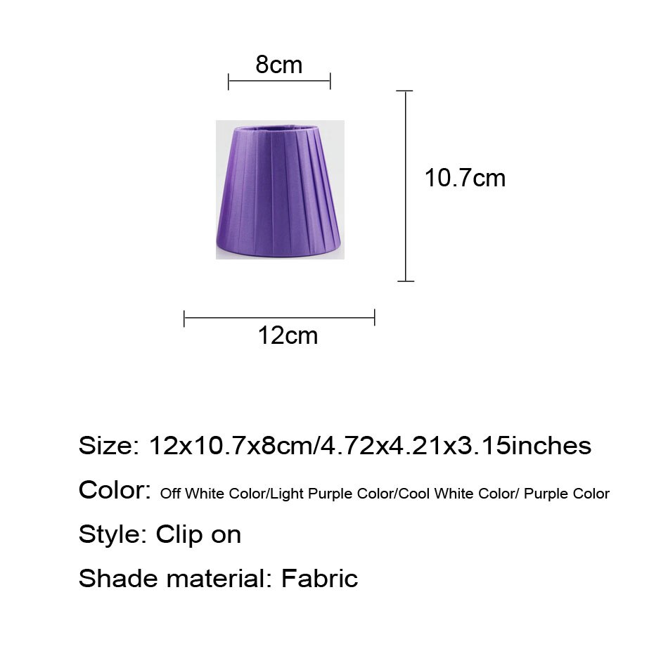 Mini abat-jour à Clip 12cm/ 4.21 pouces, blanc cassé/violet clair/blanc froid/violet