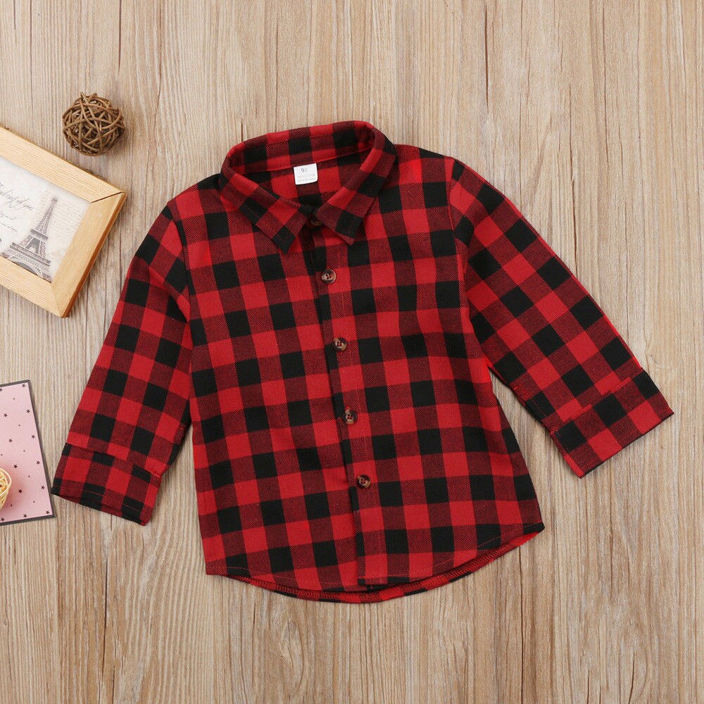 1-7y bebê crianças menino meninas manga longa t camisa plaids topo blusa roupas jaqueta