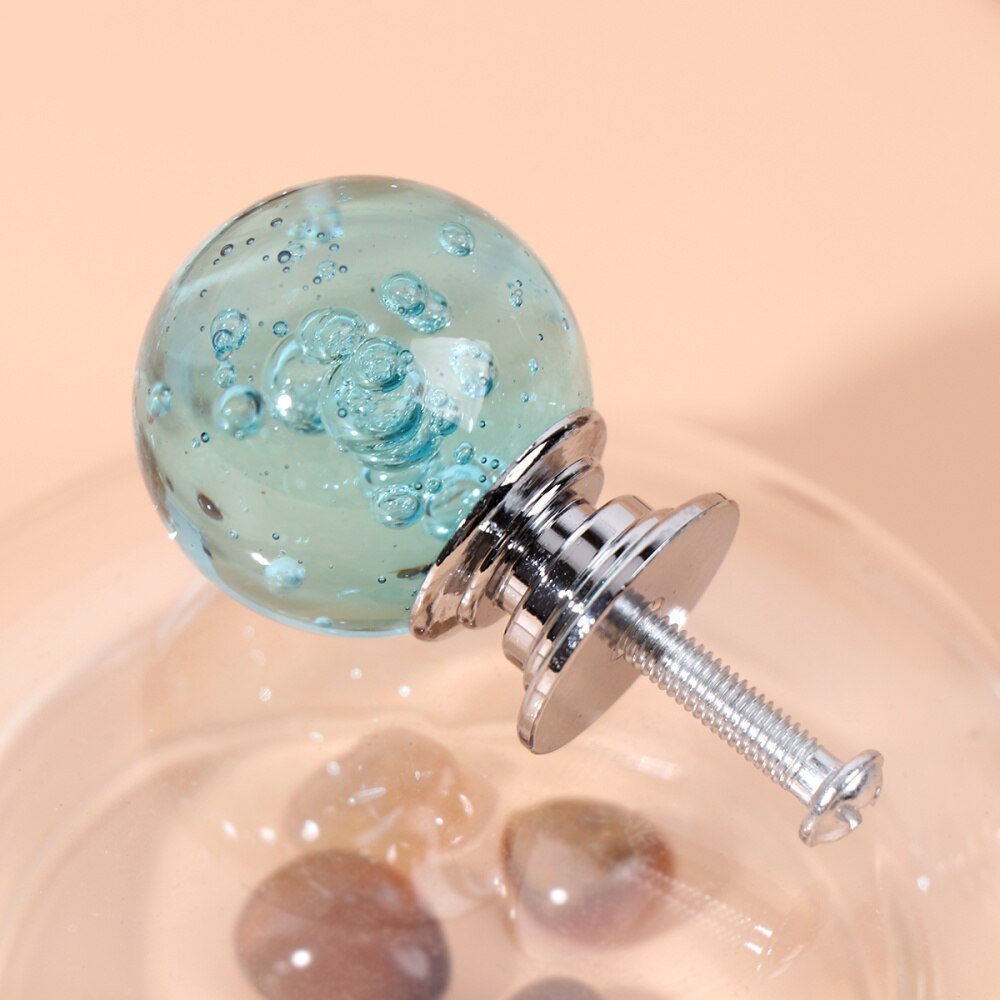 4 Set Single Hole Silver Base Lade Knop Bubble Bal Kast Lade Deurklink Met Schroeven Voor Home Office (wit, 1 Schroef, 4