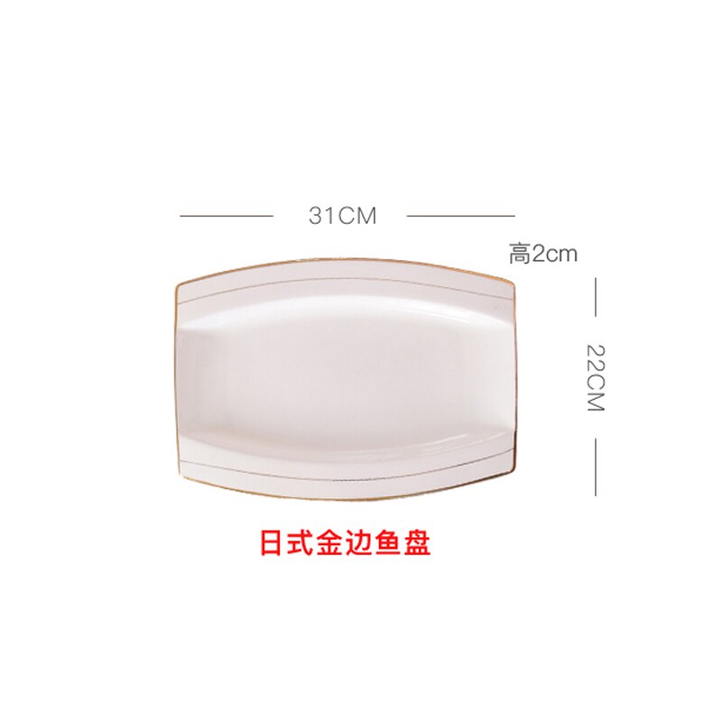 Vis Gevulde Vis Plaat, Huishouden Bone China Europese Stijl Keramische Vis Schotel, grote Rechthoekige Japanse Schotel: 3