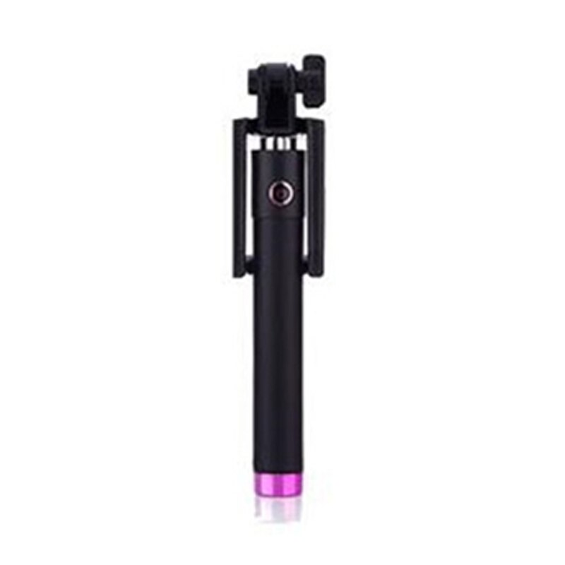 Monopod Selfie Stick Voor Apple Iphone 11 12 Pro Max Mini Xs X Xr 8 7 Plus Se Uitschuifbare handheld Wired Selfiestick Sticks: Rose Red