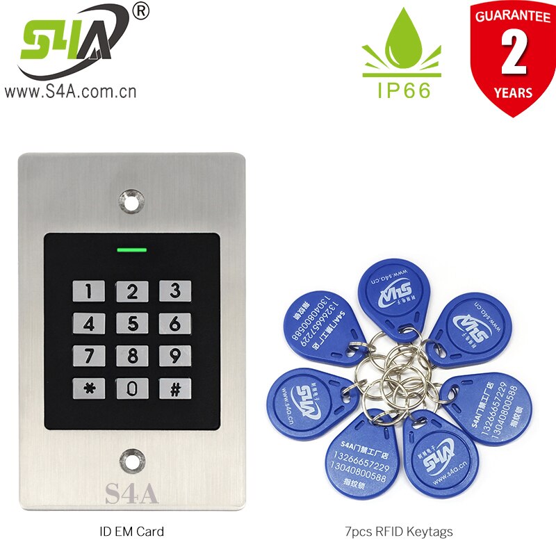 S4A Waterproof Embedded Mounted Fingerprint Access Control RFID reader controller Electronic Door Opener System password keypad: EK2 Tag