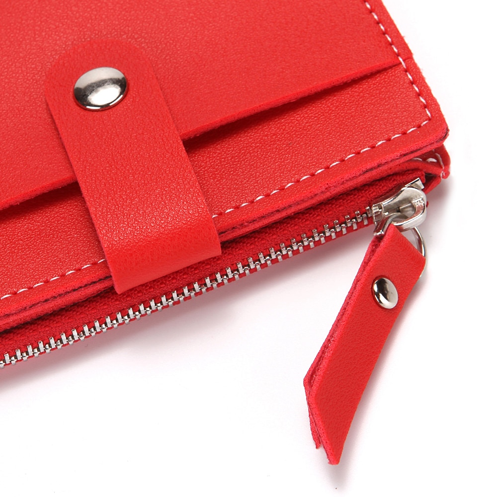 BONAMIE crédit porte-carte pour femme avec fermeture éclair poche cuir hommes petit porte-cartes de visite porte-carte s portefeuille avec moraillon rouge