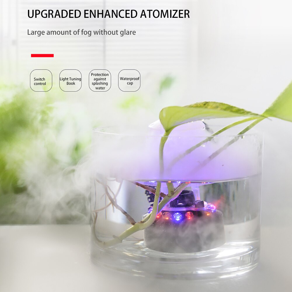 Aquarium Mist Maker 12 Led Lighting Pond Fog Maker Fog Machine Air Humidifier Landscape Decoration For Fountain Pond Aquarium