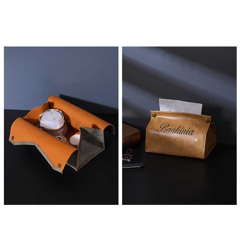 Organisateur de papier de support de stockage de serviette en cuir d'unité centrale de boîte de tissu pour le conteneur de voiture de pièce de bureau à la maison