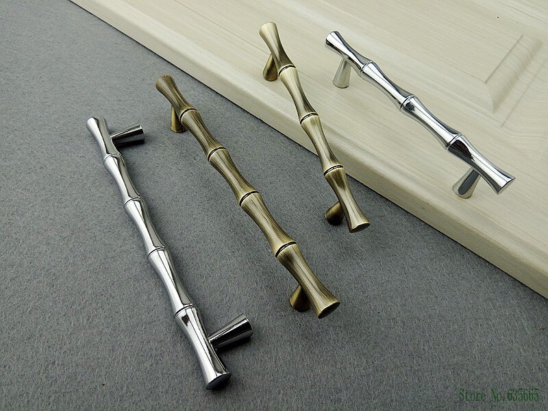 Bambus-Stil Griff für Möbelbeschläge Chrom Bronze- Griff Küchenschränke Tür Schublade Knopf Kleiderschrank Schrank Griff zieht