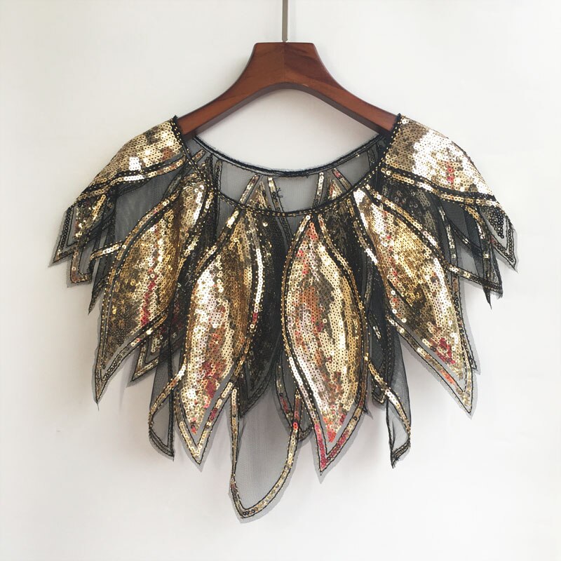 JaneVini – Veste boléro De Mariage bleu Royal, paillettes dorées, en Tulle, châle De fête, Cape De mariée: Black Gold