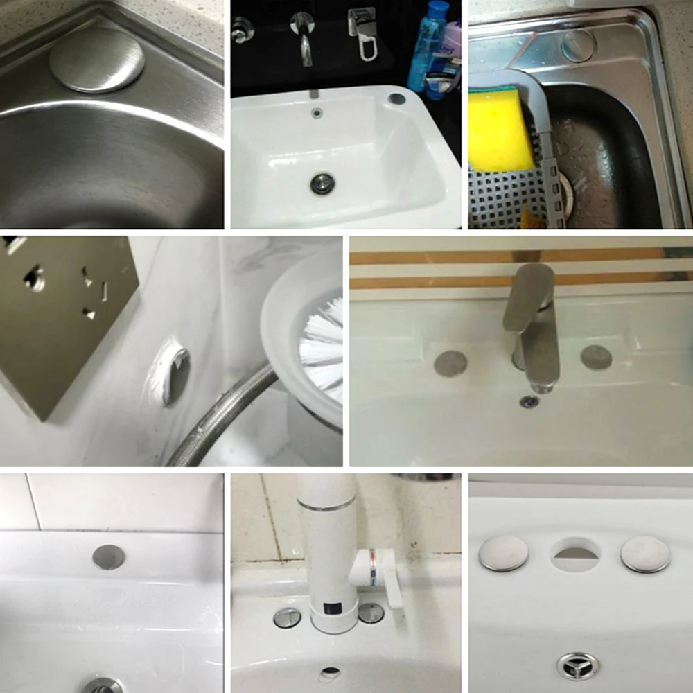 Stainless Steel Sink Plug Faucet Hole Cover Water Stopper Kitchen Drainage Seal Anti-leakage Basin Bathroom Tools 21mm,25mm,27mm