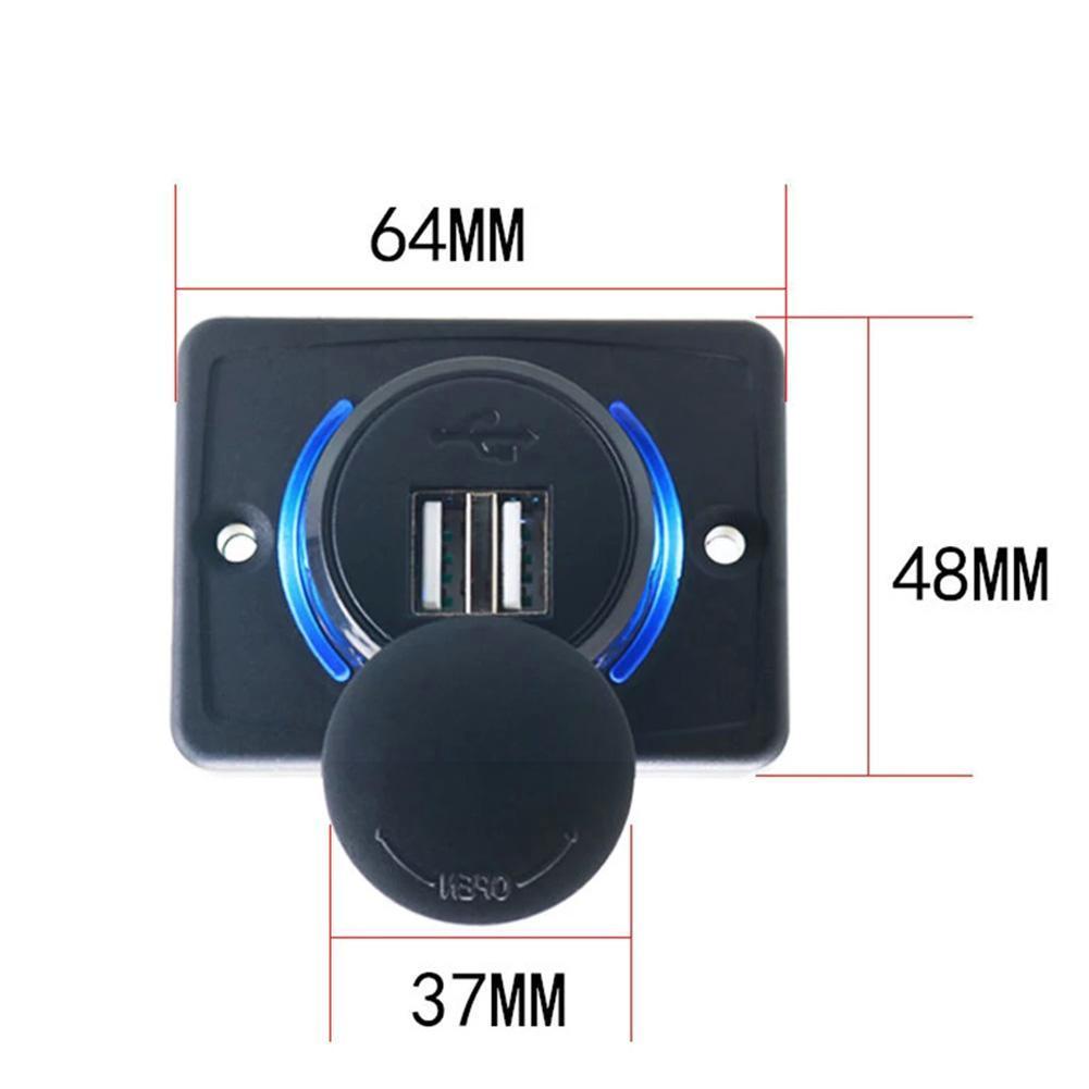 Cargador Universal de nailon para coche, accesorios impermeables de DC 12-24V 3.1A para coche, autobús, barco, Camper, caravana, USB Dual, J0I9