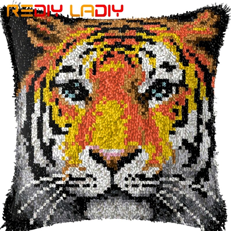 Latch Hook Cushion Dolphin at Sunset Pillow Case Acrylic Yarn Pillow Printed Color Canvas Crochet Cushion Cover Hobby &amp; Crafts: BZ958