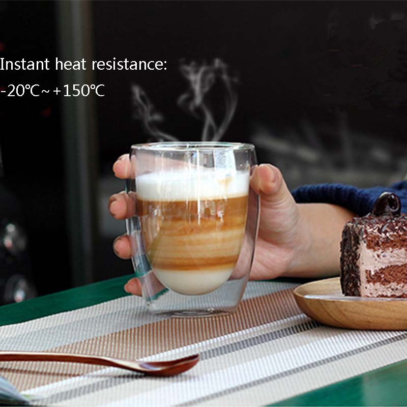 Wärme Beständig Glas Tasse Doppel Wand Coffe Becher Borosilikatglas Bier Becher 80/150/250/350/400ML Wasser Tasse Transparent Drink