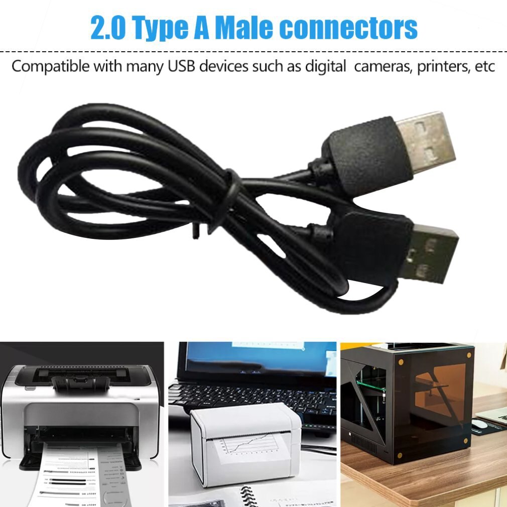 Zwart 400Mm (L) usb 2.0 Male Naar Male Uitbreiding Connector Adapter Datakabel Cord Connectors Voor Pc Smart Phone
