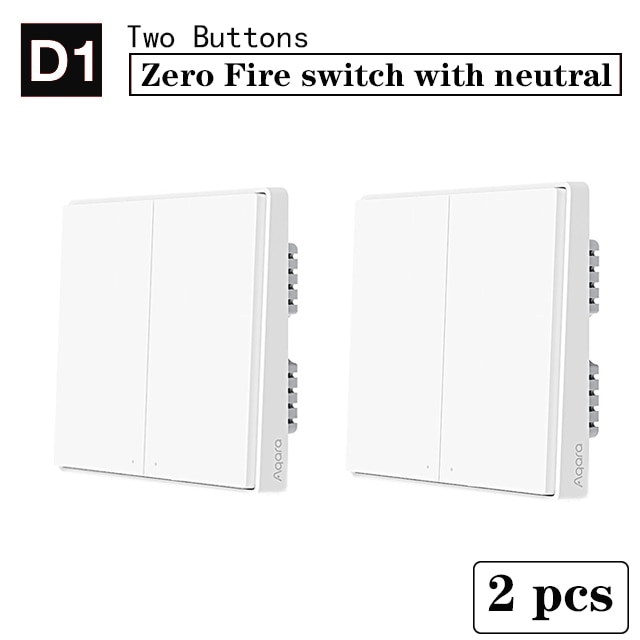 Newest Aqara D1 Wall Switch ZigBee Smart Light Remote Control Wireless Key Zero Line Fire Wire Wireless Switch With/NO Neutral: 2  With Neutral 2Key