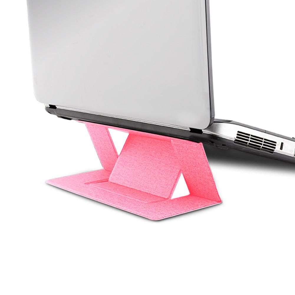 Adjustable Laptop Stand Laptop Pad Adhesive Invisible Stands Folding Bracket Portable Tablet Holder for iPad MacBook Laptops: Rose gold