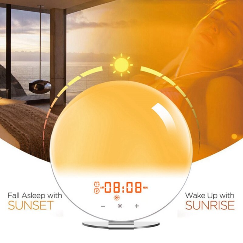 Wake Up Light Smart Wifi Wekker Met App & Voice Control Zonsopgang/Zonsondergang Simulatie Alarmen Snooze Functie Eu plug