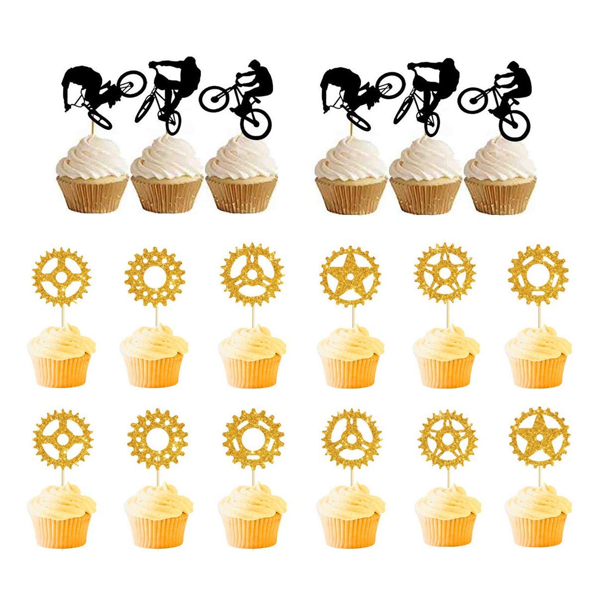 Décoration de gâteau de vélo, décoration de gâteau joyeux anniversaire, décoration de Cupcake pour thème sportif, fournitures de fête d'anniversaire pour hommes ou garçons