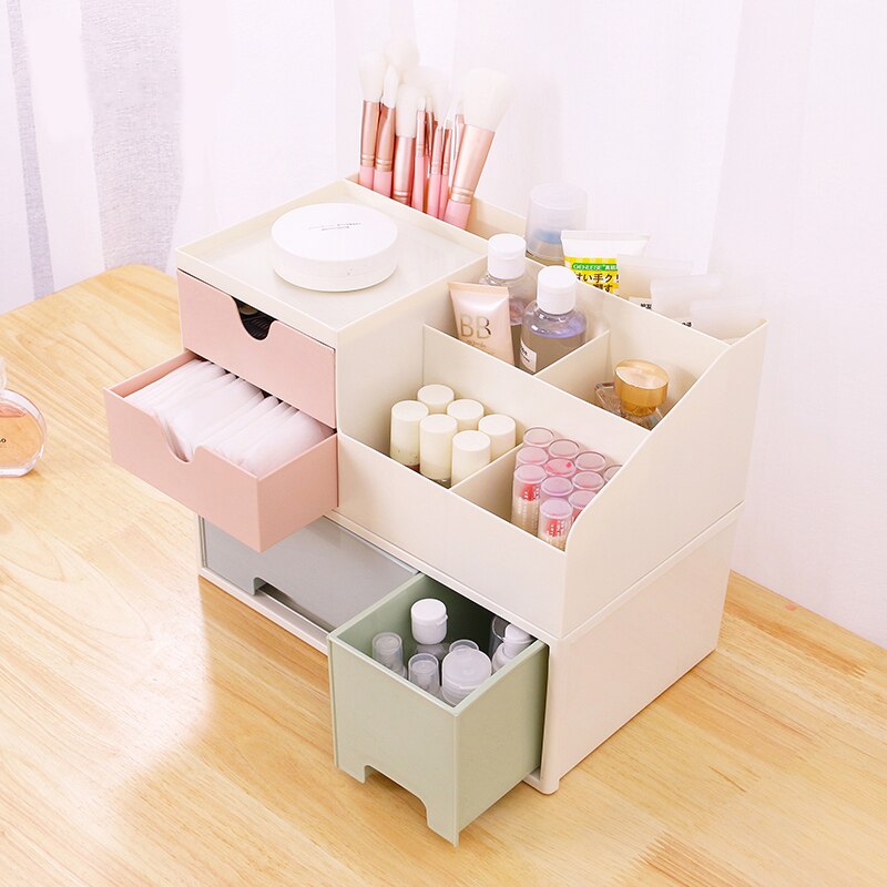 Cosmetic storage box cosmetic table storage box jewelry box plastic drawer dividing rubber band lipstick finishing rack