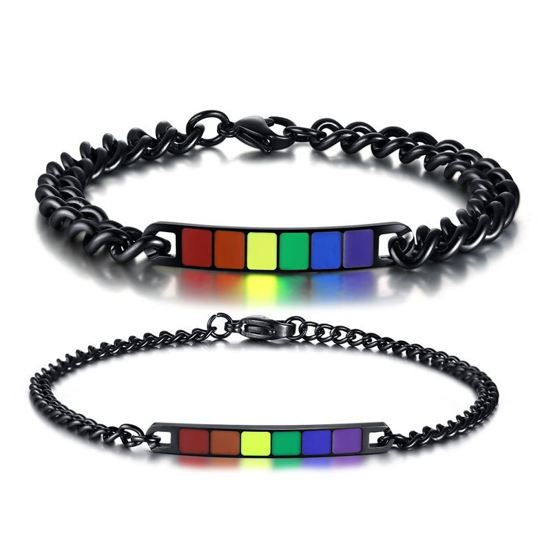 Fxm  lb22 sieraden voor dames verjaardag roos veel hart metaal kleur regenboog titanium staal heren armband