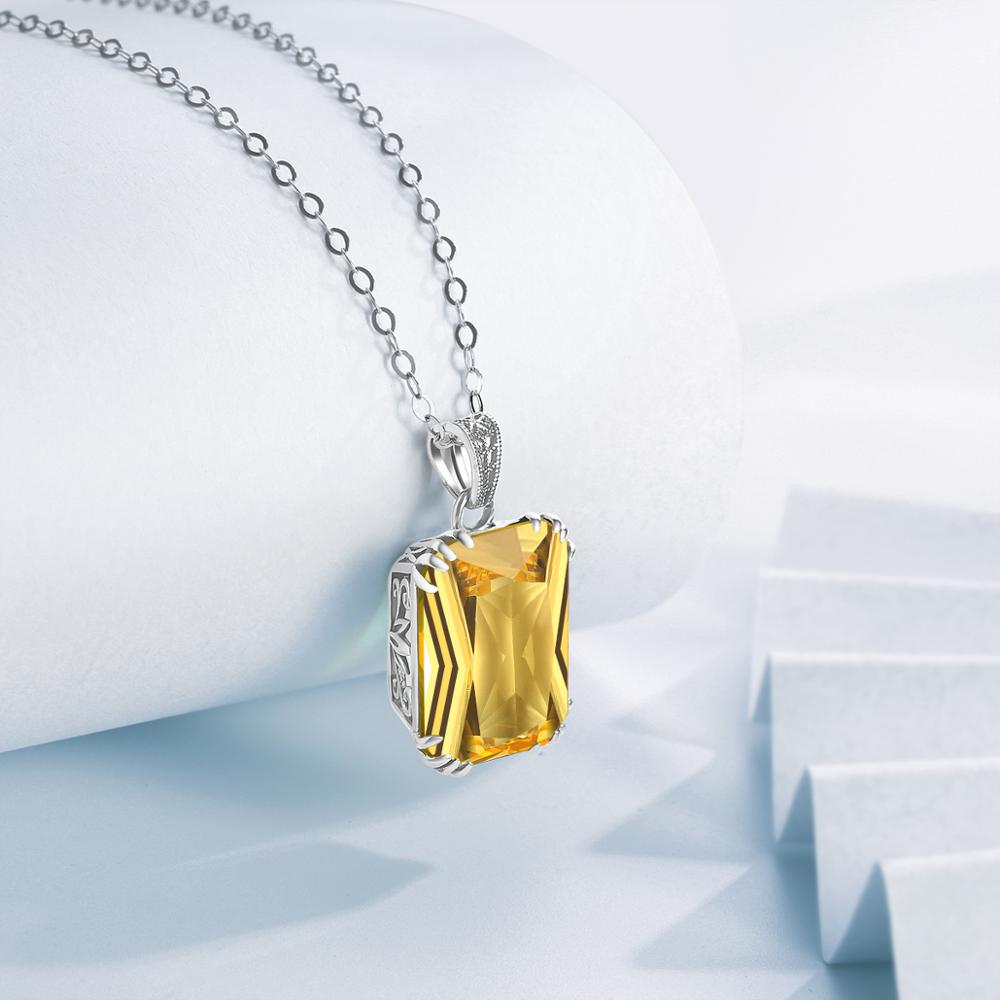 Szjinao Brand Real 925 Sterling Silver Pendant Necklace Women Citrine Pendants Necklace 925 Silver Fine Jewelry Genuin