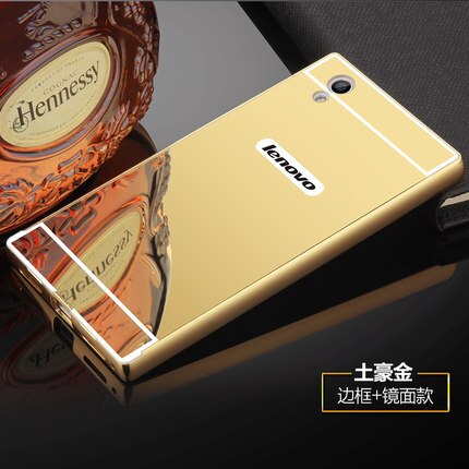 For Lenovo P70 Case Luxury Mirror Cover Metal Aluminum Bumper Frame Case For Lenovo P70 Case P70-T Gold Plated PC Back Cover 5.0: with Tempered glass / Mirror Golden