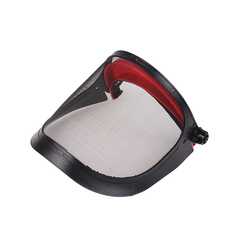 Casco de seguridad para cortadora de césped de jardín, sombrero con visera de malla de cara completa para desbrozadora de registro, protección forestal, protector facial completo: Plata