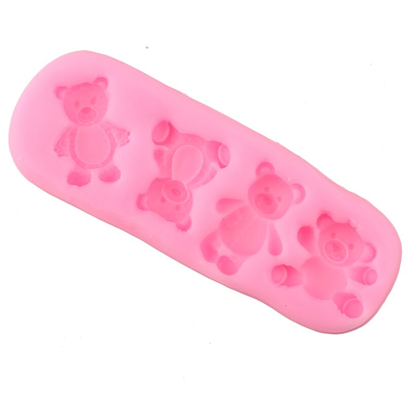 3D Cute Bear Silicone Mold Chocolate Candy Polymer Clay Molds DIY Baby Birthday Cupcake Topper Fondant Cake Decorating Tools