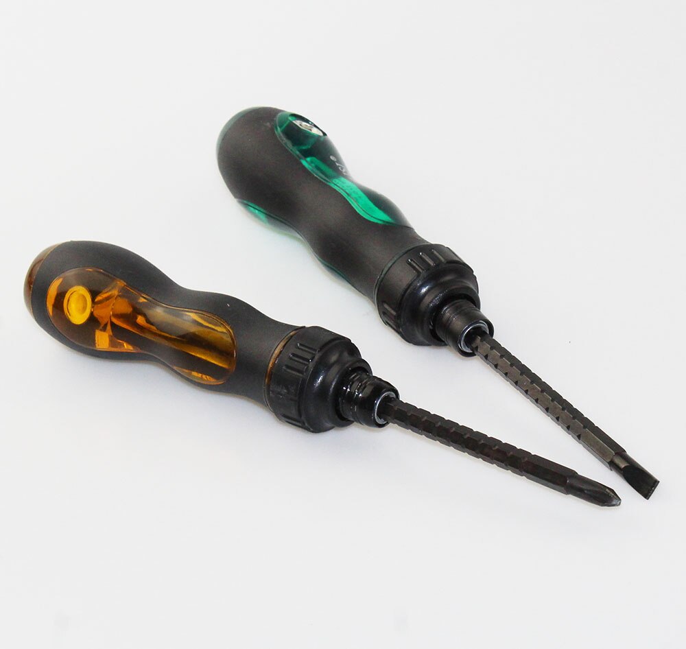 1 Pcs Ratchet Screwdriver Phillips Flat Double-end Screw Driver Magnetic Screwdriver Head Hand Tools Multitool Two Color