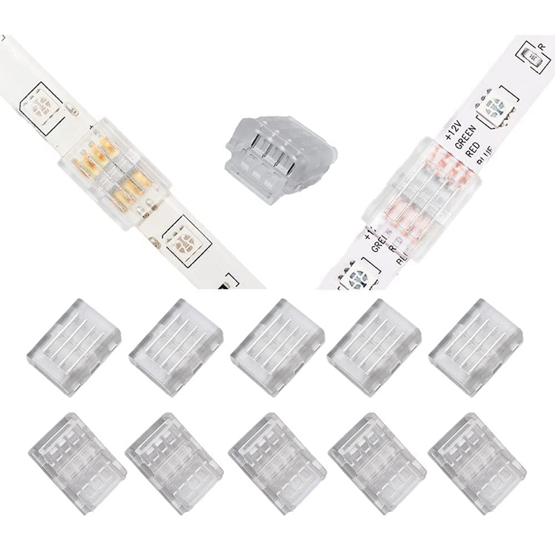 10Packs 4-Pin RGB LED Light Strip Connectors 10mm Unwired Gapless Solderless Adapter Terminal for SMD 5050 LED Strip
