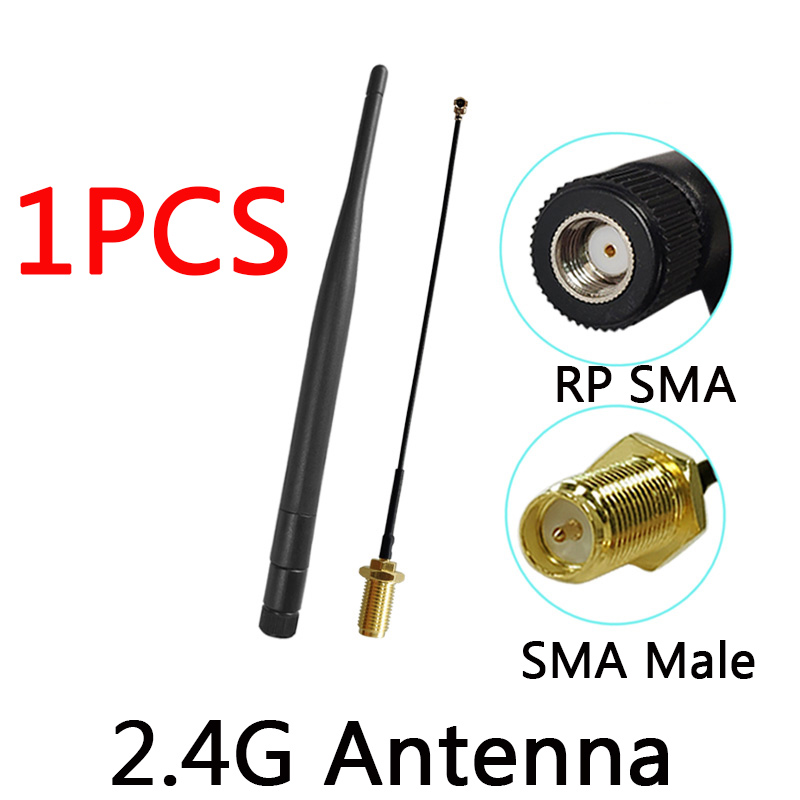 2.4GHz WiFi Antenna 5dBi Aerial RP-SMA Male Connector 2.4 ghz antena IOT 2.4G wi-fi Router + 21cm PCI U.FL IPX Pigtail Cable: 1PCS FC