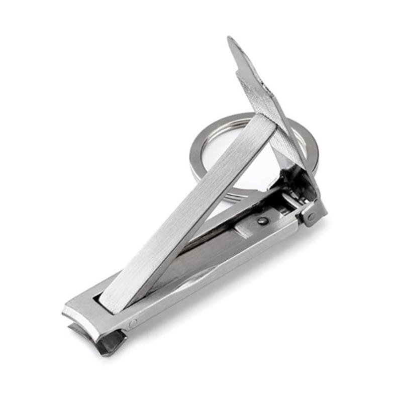 Stainless Steel Ultra-thin Foldable Hand Toe Nail Clippers Cutter With Keychain Cutter Trimmer Silver Nail Art Tool Key Ring